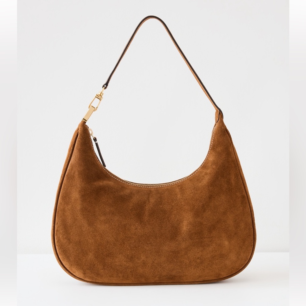STAUD Tan Suede Hobo Bag